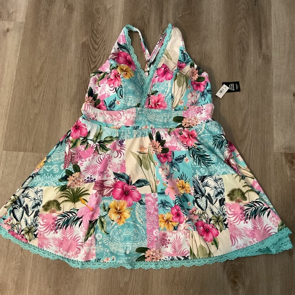 TORRID NWT Swim dress 3X Lelani floral lace trimmed plus size bathing suit - Picture 4 of 8